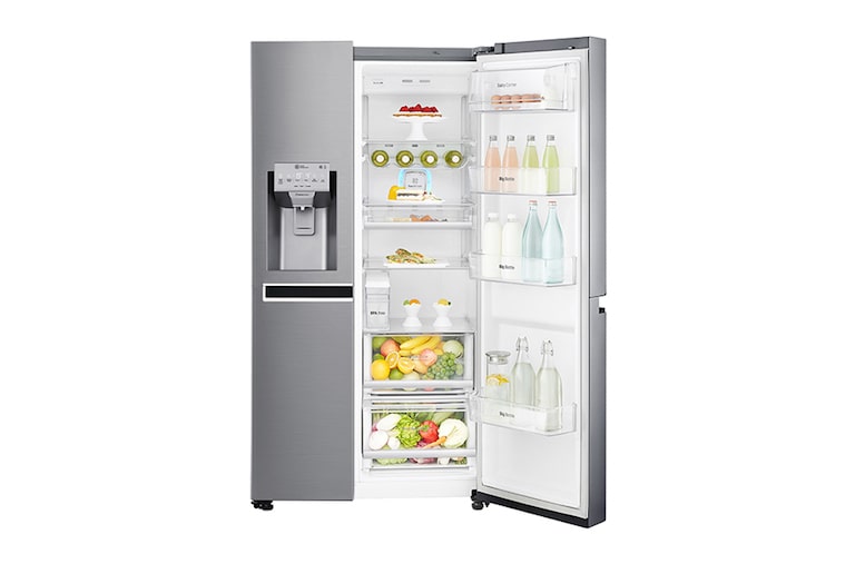 LG Inverter Linear Compressor™ GSL961PZBV American Style Fridge Freezer, 601L, Shiny Steel - F, GSL961PZBV